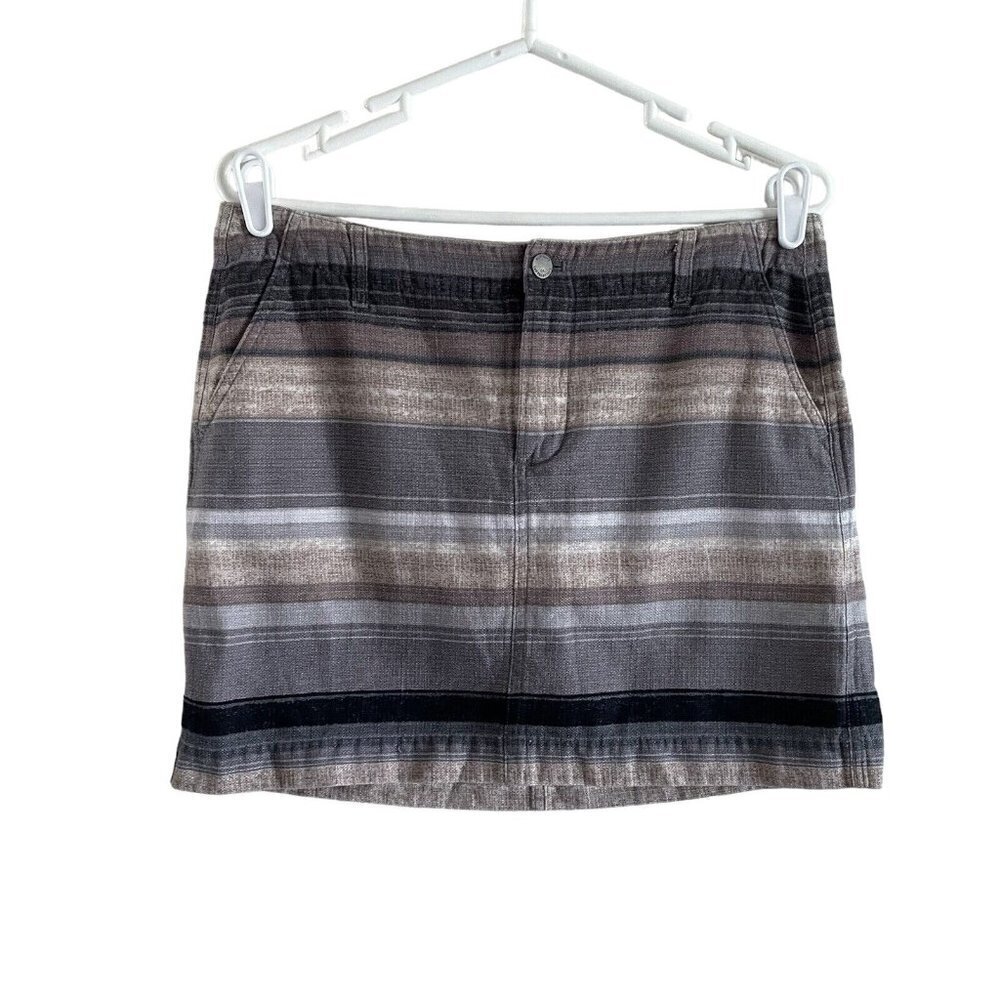 Old Navy Women SZ 6 Brown/Gray Striped Southwestern Zip Pocketed Mini Skirt